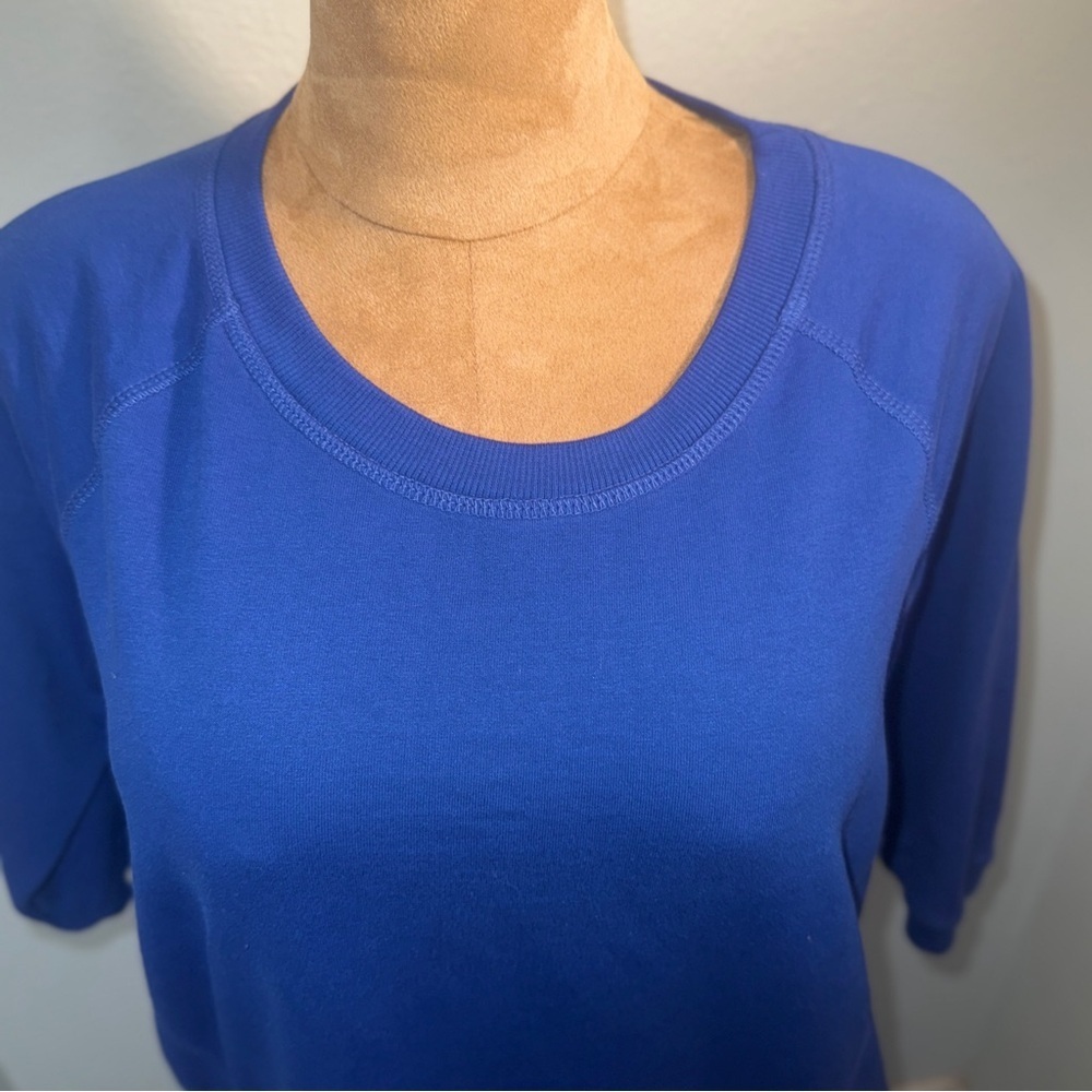 ellos Plus Size French Terry Zip Pocket Tunic Top 14/16 Blue, 3/4 Sleeves​​​ - Picture 6 of 14